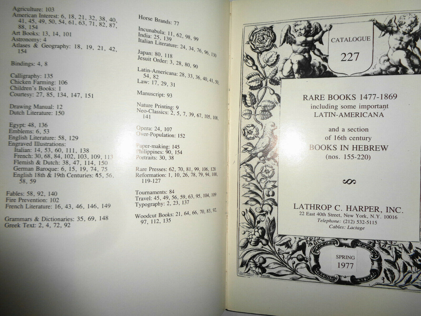 13 Lathrop C. Harper rare bookseller catalogs: Science, medicine, uncommon etc