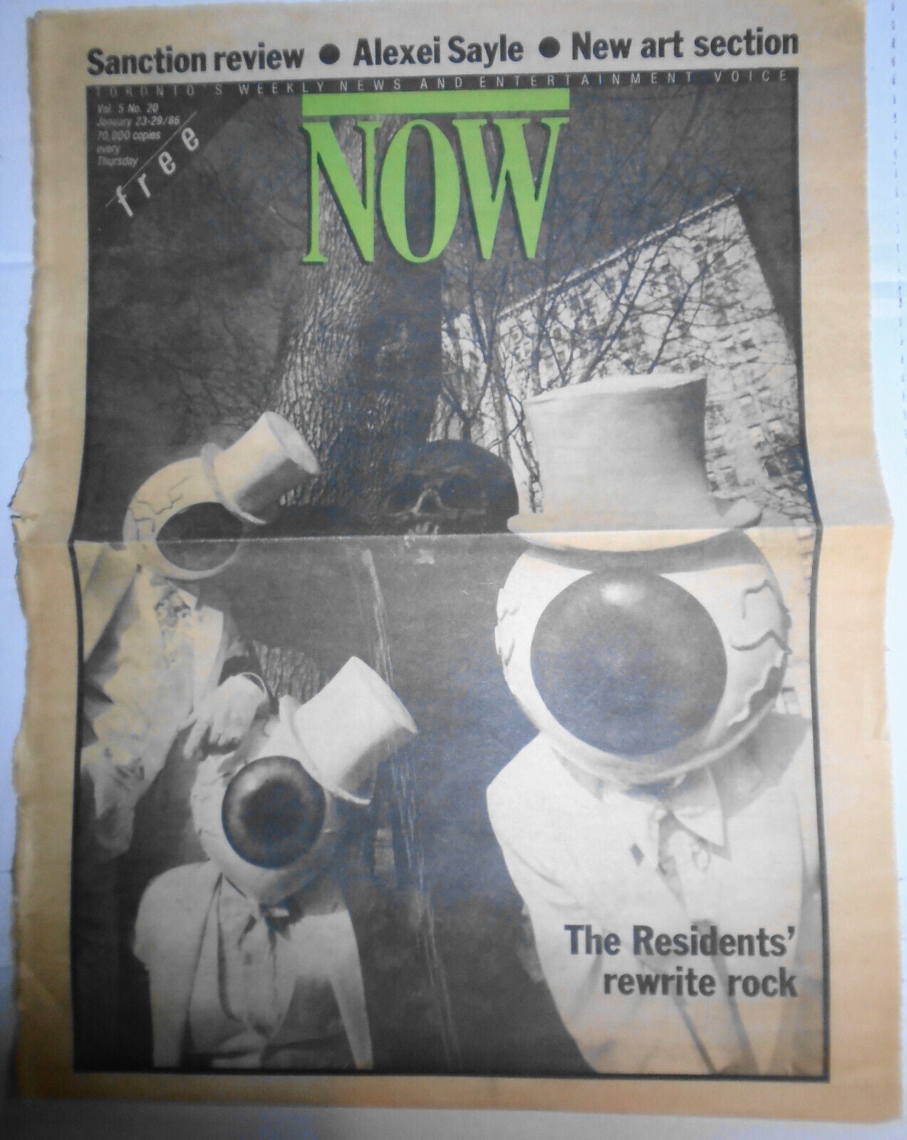 The Residents rewrite rock - 4 pages from NOW, Jan. 23-29 1986.Toronto newspaper