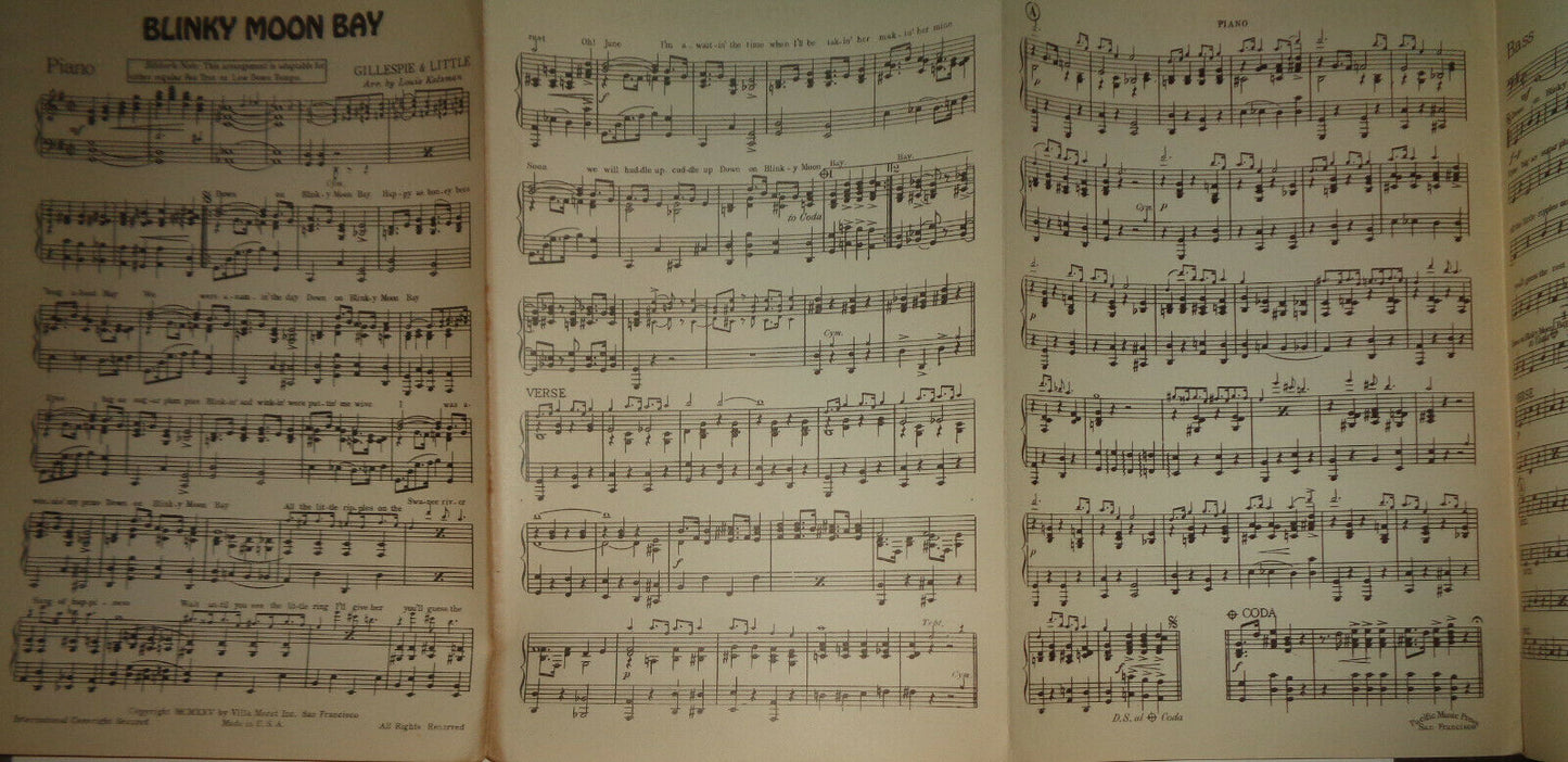 Blinky Moon Bay, by Haven Gillespie; Geo A Little. 1925. For orchestra