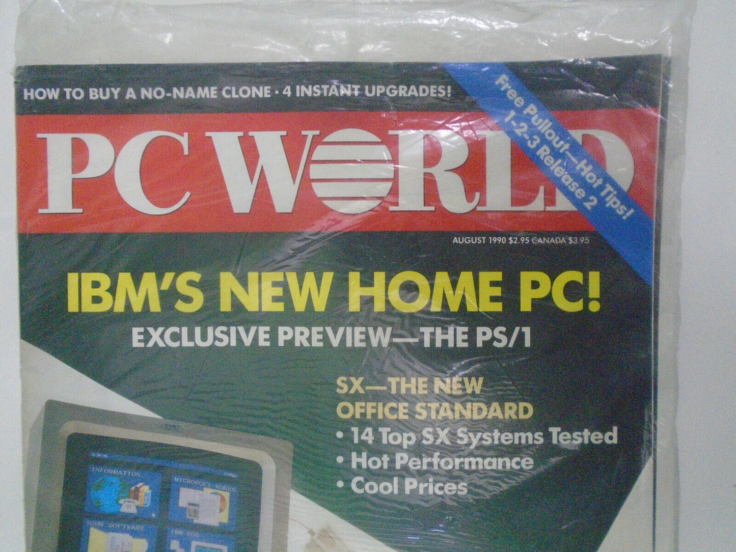 PC WORLD Magazine, August 1990. New, shrinkwrapped. Introducing IBM PS/1