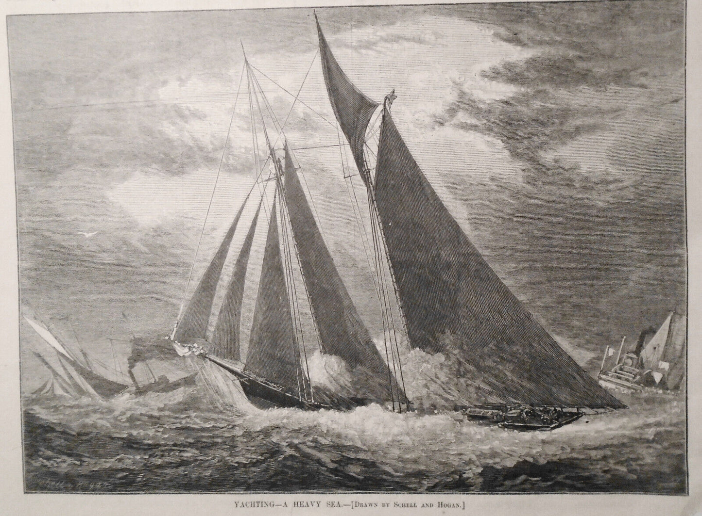 International Yacht Races : Puritan Muzzling Jib Topsail - Harper's Weekly 1885