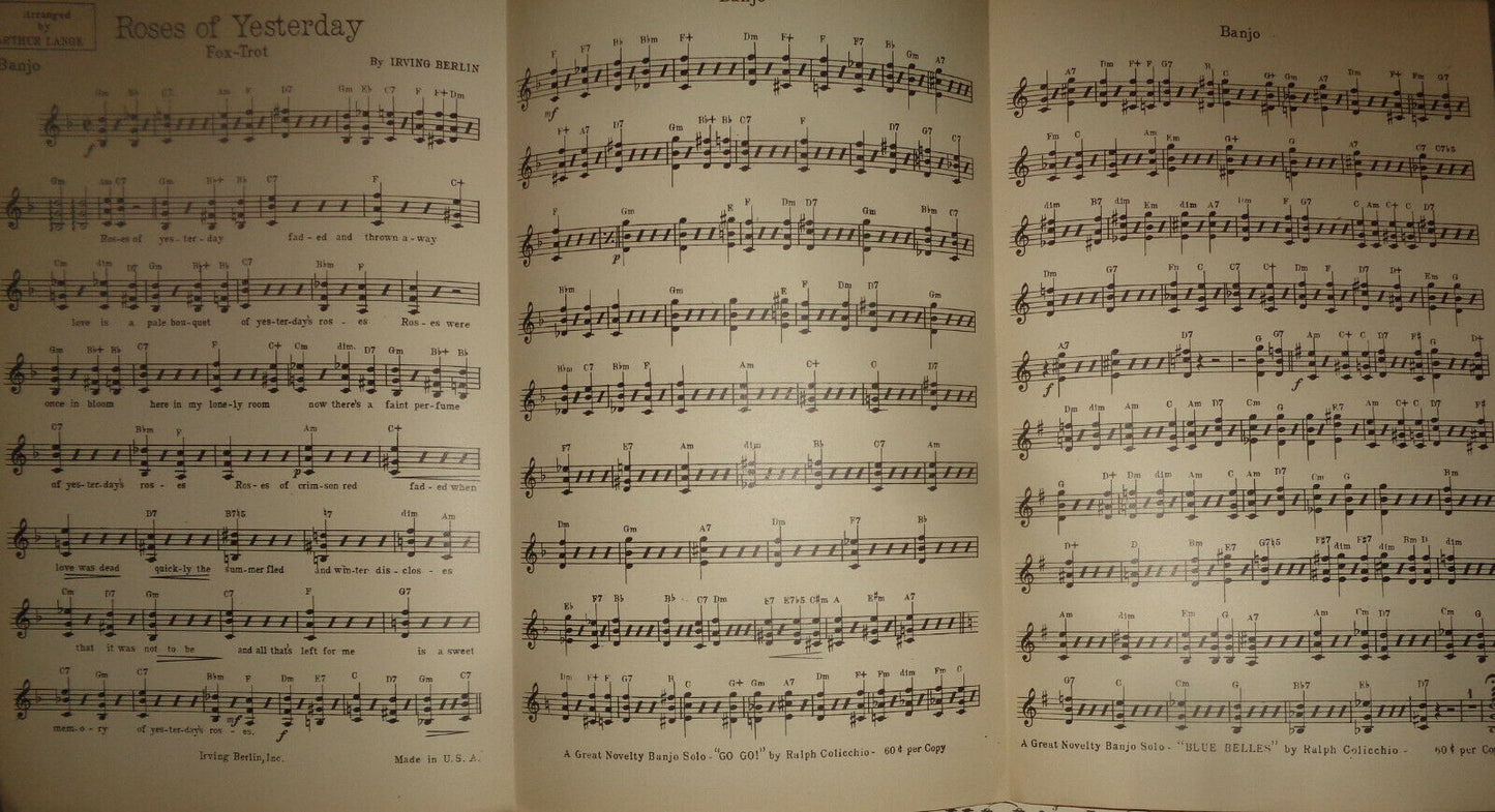 ROSES OF YESTERDAY - FOX TROT - SHEET MUSIC FOR ORCHESTRA - IRVING BERLIN 1928