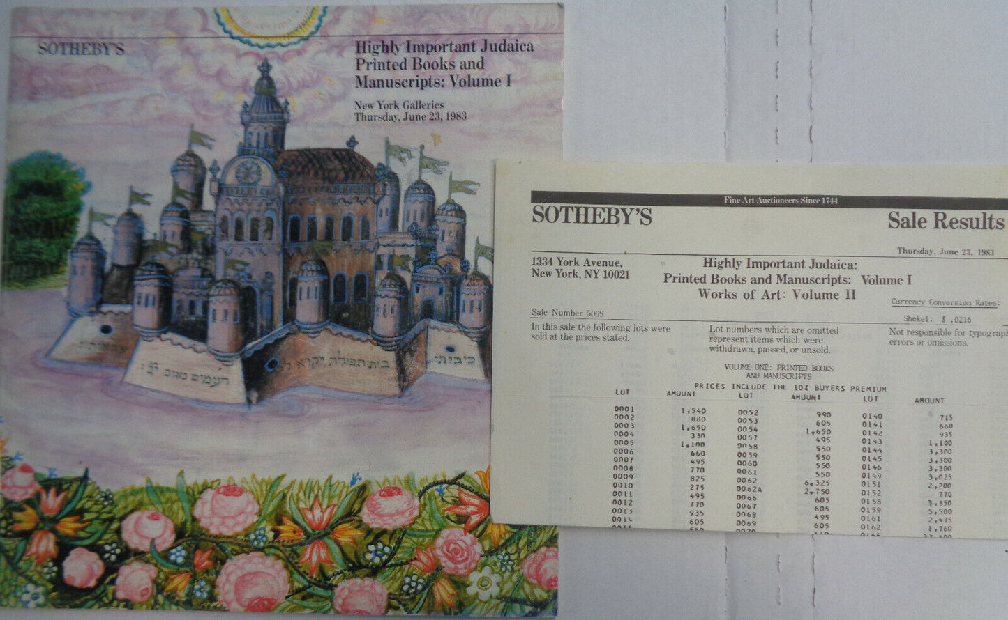 6 Sotheby's Catalogs: Judaica / Hebraica / Hebrew Printed Books & Manuscripts..