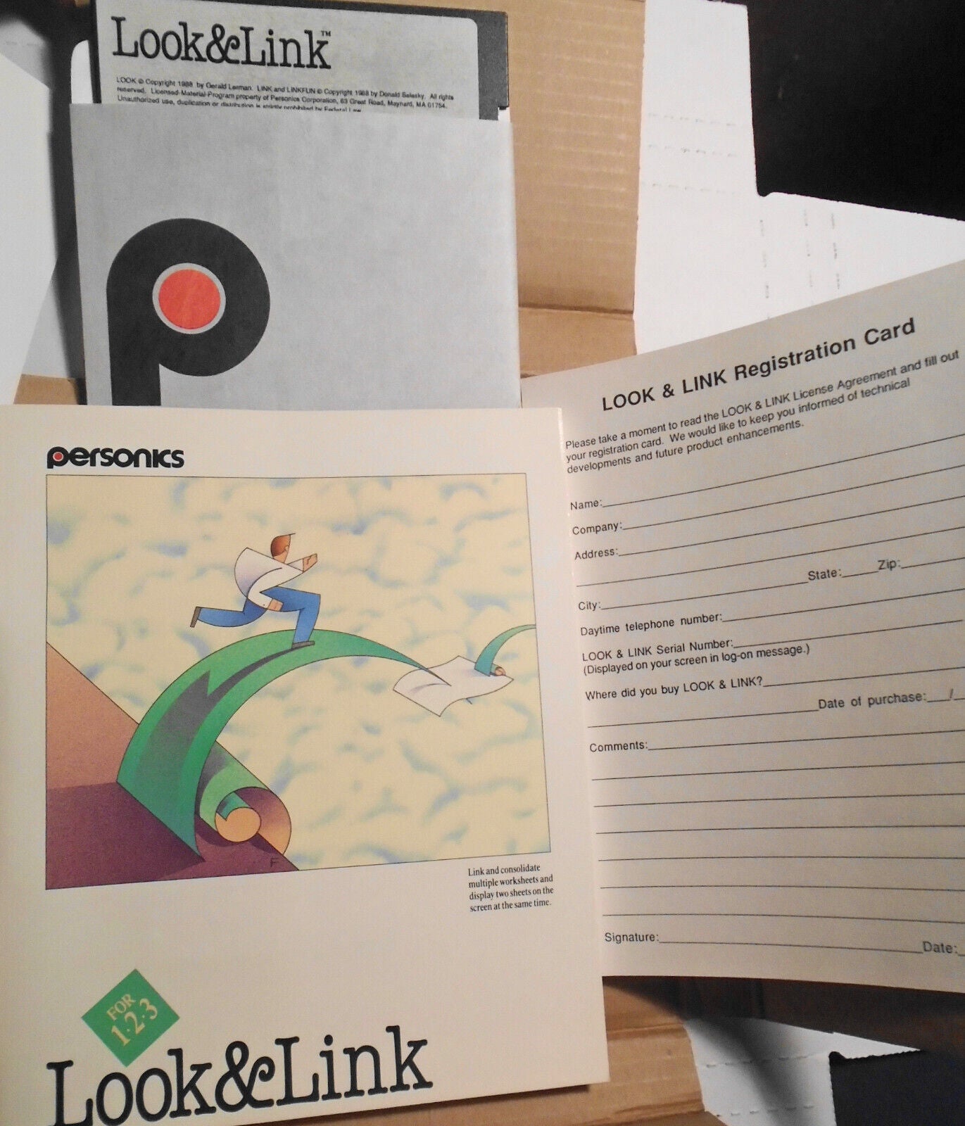Look & Link - Add-in for 1-2-3 Release 2.0, by Personics. 1988. 5 1/4" IBM.