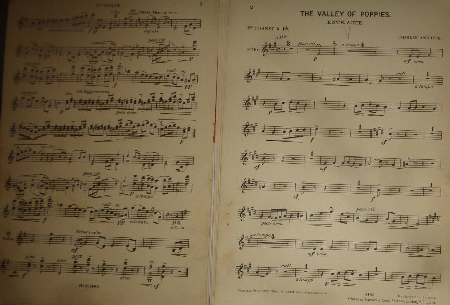 THE VALLEY OF POPPIES: intermezzo - SHEET MUSIC FOR ORCHESTRA - 1916