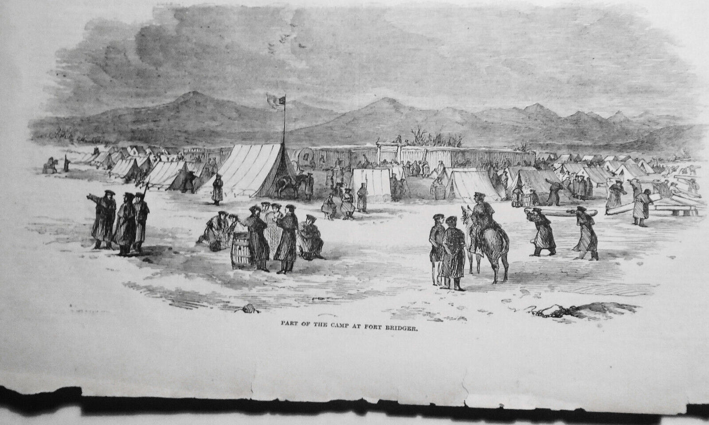 The Utah Expedition - Harper's Weekly, January 30, 1858. Story & 2 Prints