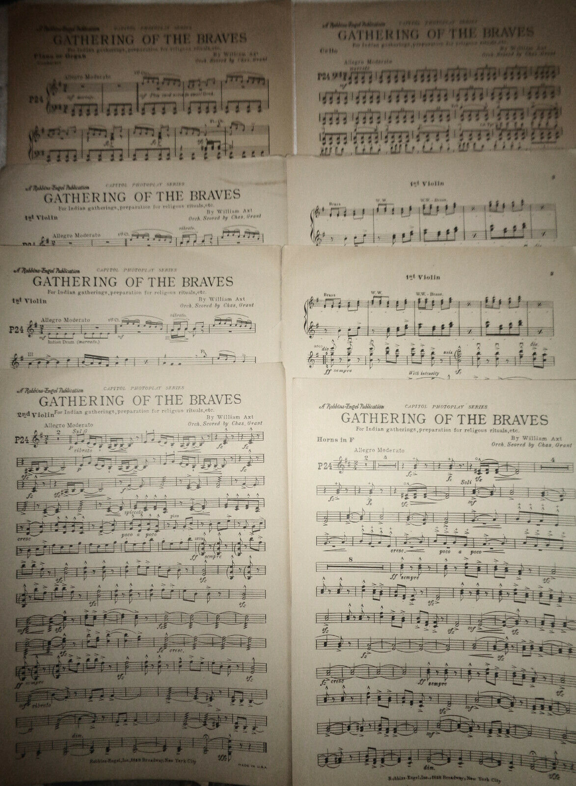 GATHERING OF THE BRAVES, by W. Axt - For Indian .. rituals... 1924 for orchestra