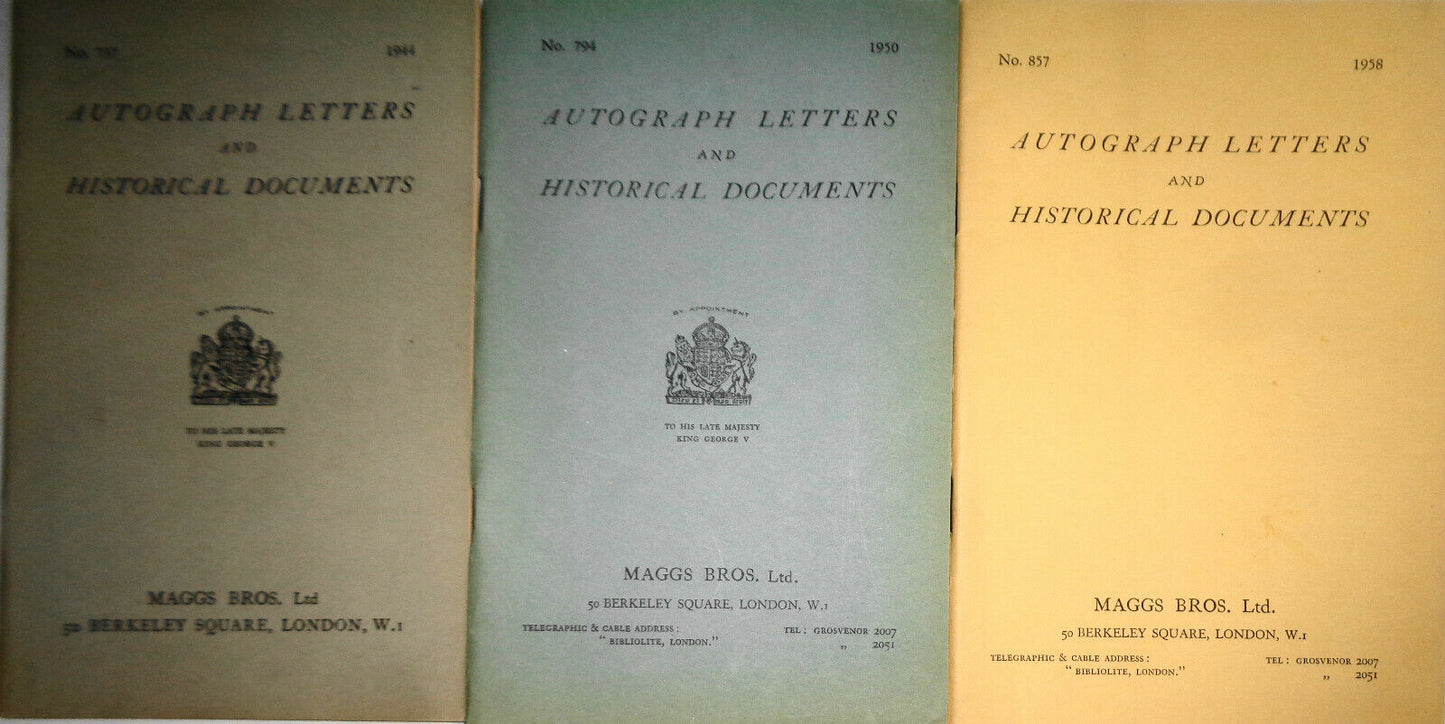 12 Maggs Bros Catalogs : Autograph Letters & Historical Documents, 1940-1960