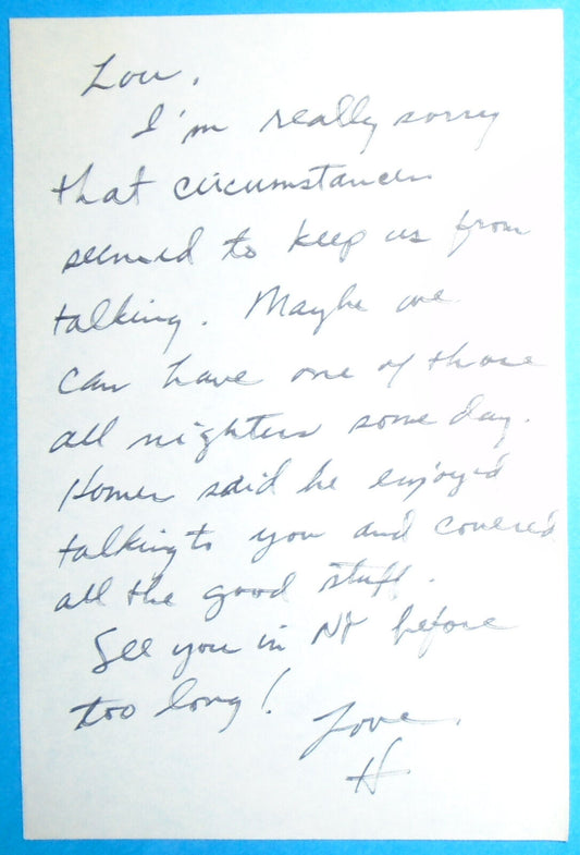 Hardy Fox SIGNED note, 1980s - Residents band co-founder. "The Godfather Of Odd"
