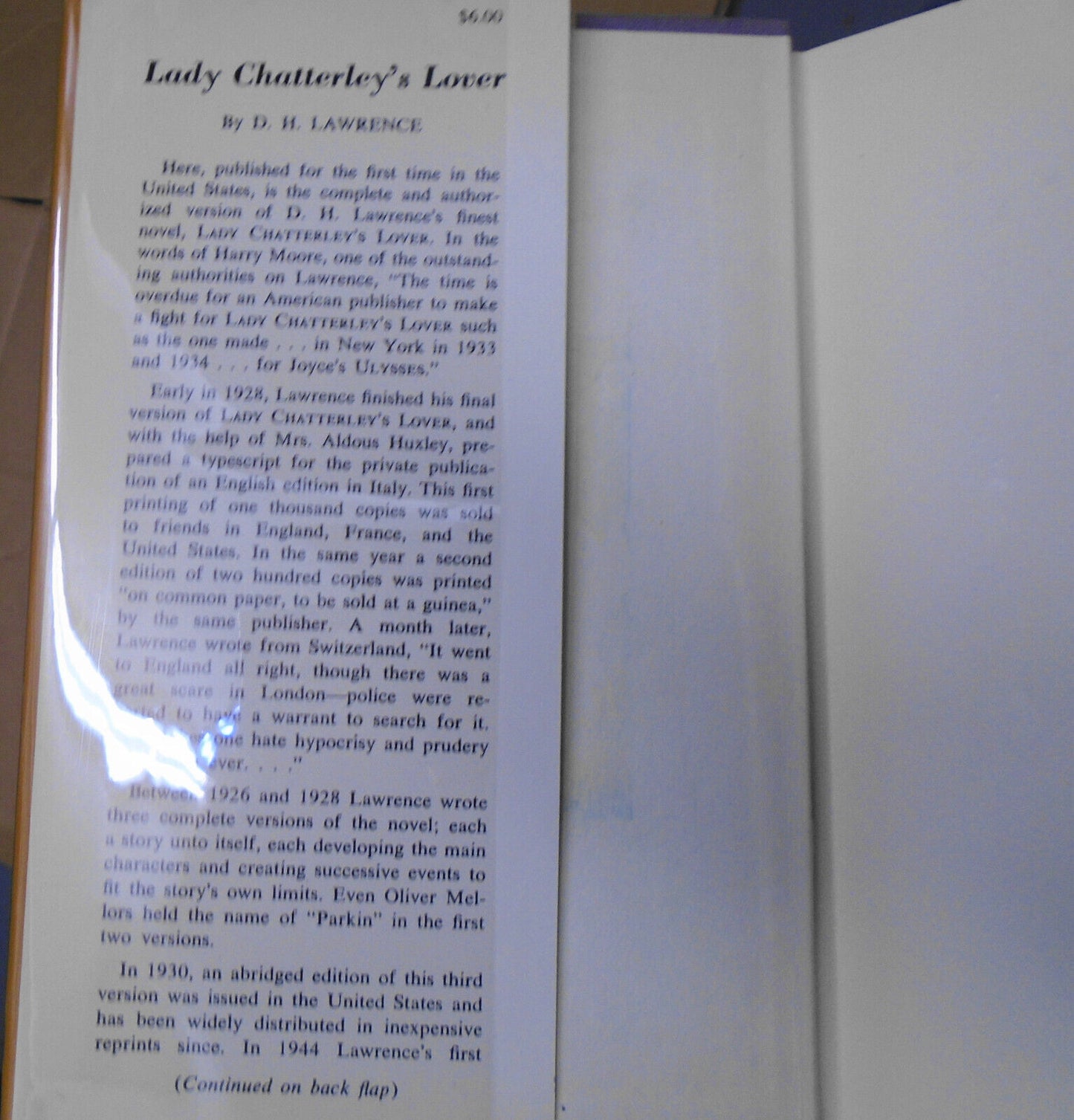 Lady Chatterley s Lover, by D. H. Lawrence. 1959. Hardcover; First Printing.