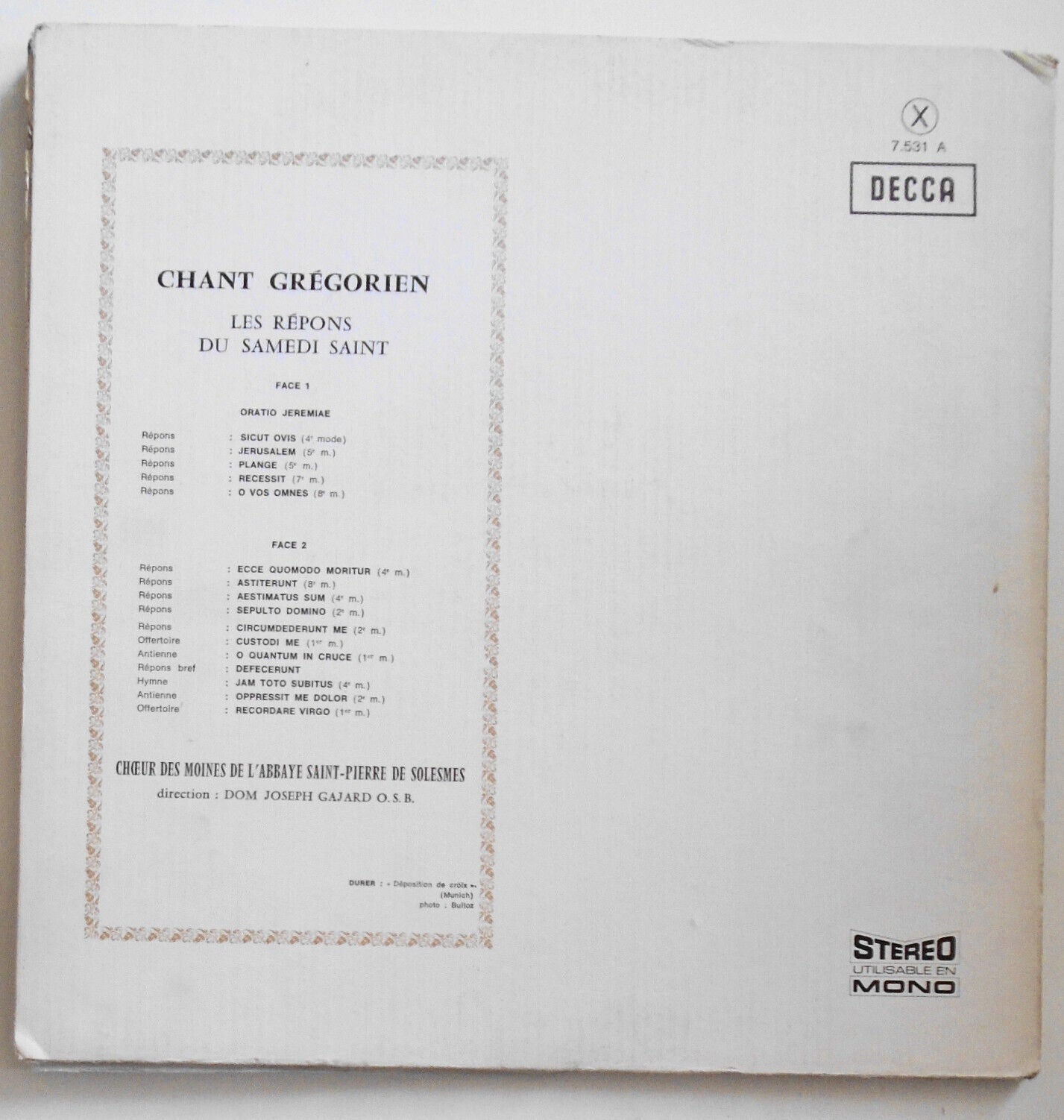 Gregorian Chant - 3 LP Lot - Feast of St. Michael, etc.