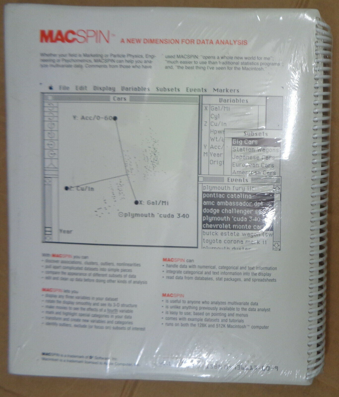 MacSpin : graphical data analysis software - 1987 - BRAND NEW, SEALED