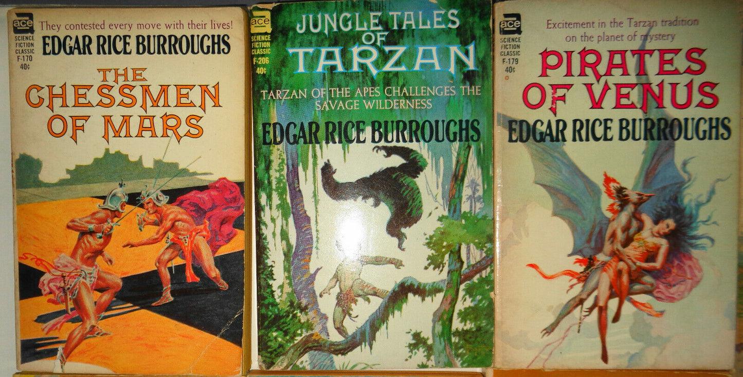Edgar Rice Burroughs lot of 18 paperbacks - 1st printings Tarzan Science Fiction