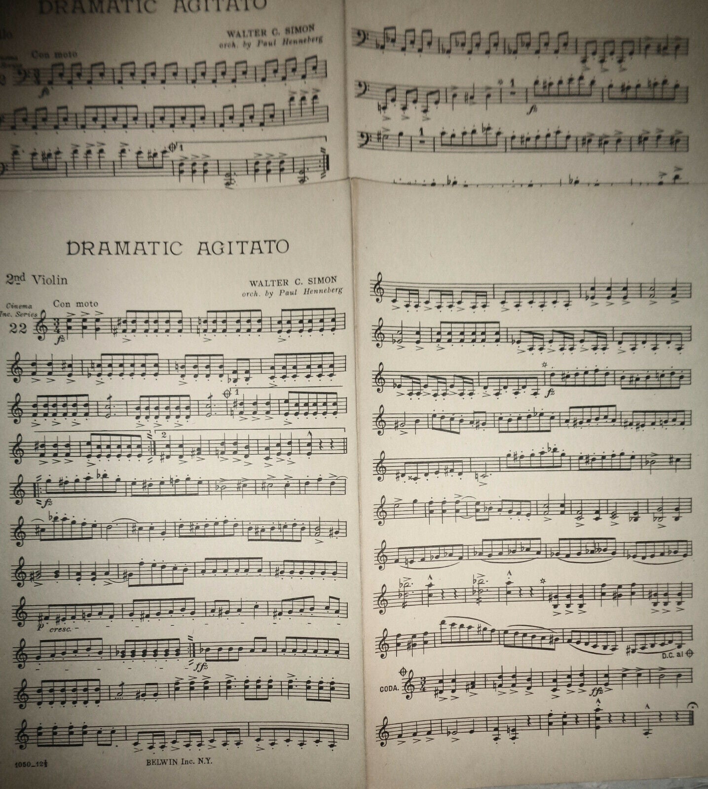 Dramatic agitato, by Walter C Simon - 1920 Orchestra score