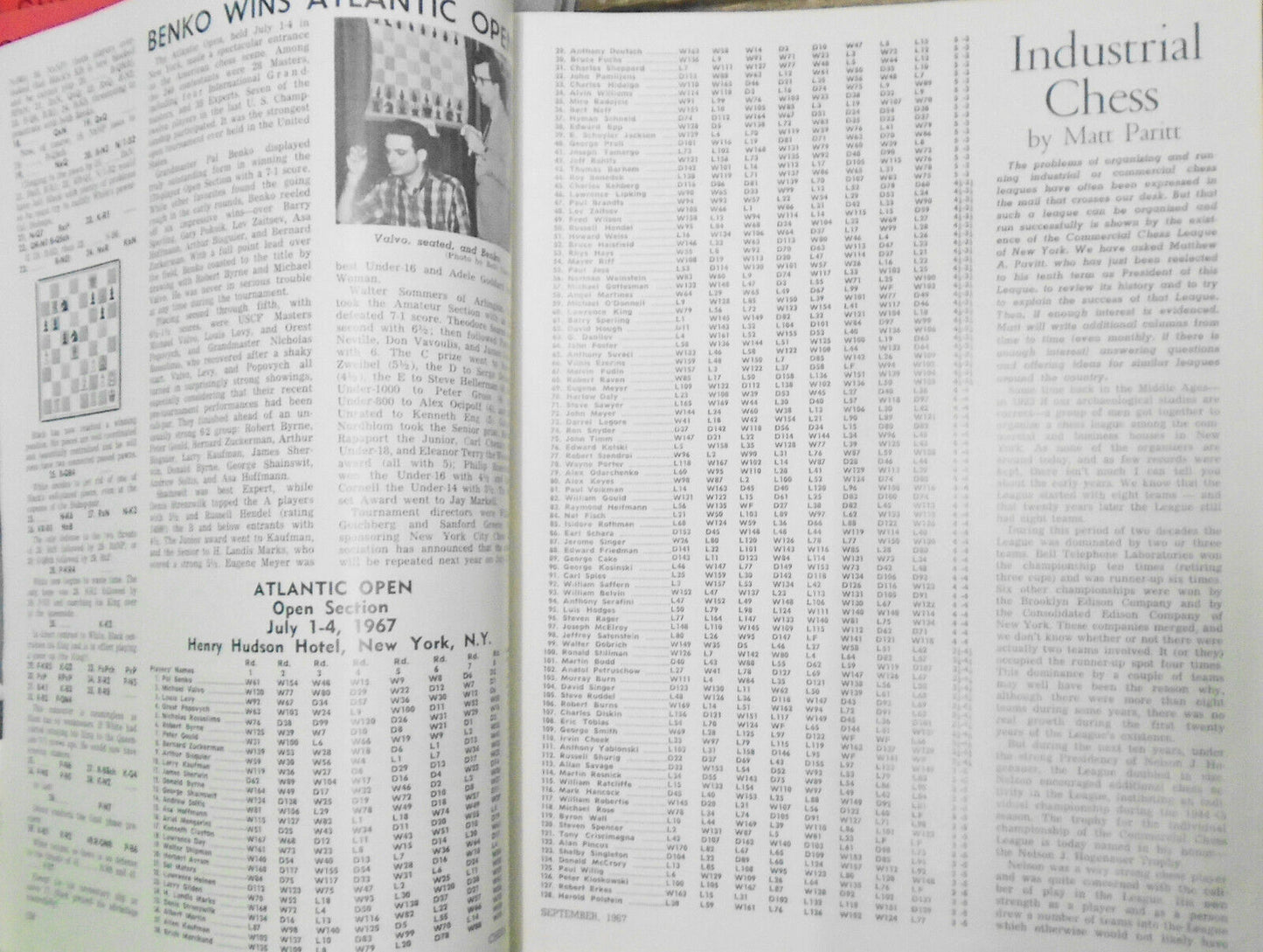 Chess Life, September 1967 - Sal Matera on cover, etc.