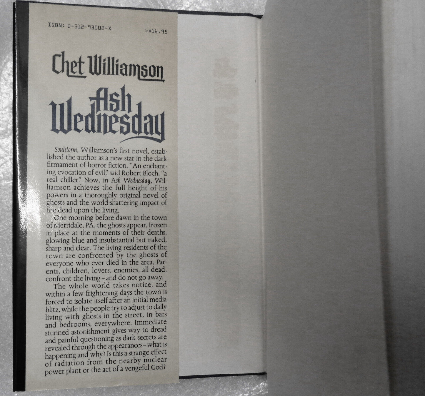 Ash Wednesday by Chet Williamson (1987, Hardcover) First Edition. 1st printing.