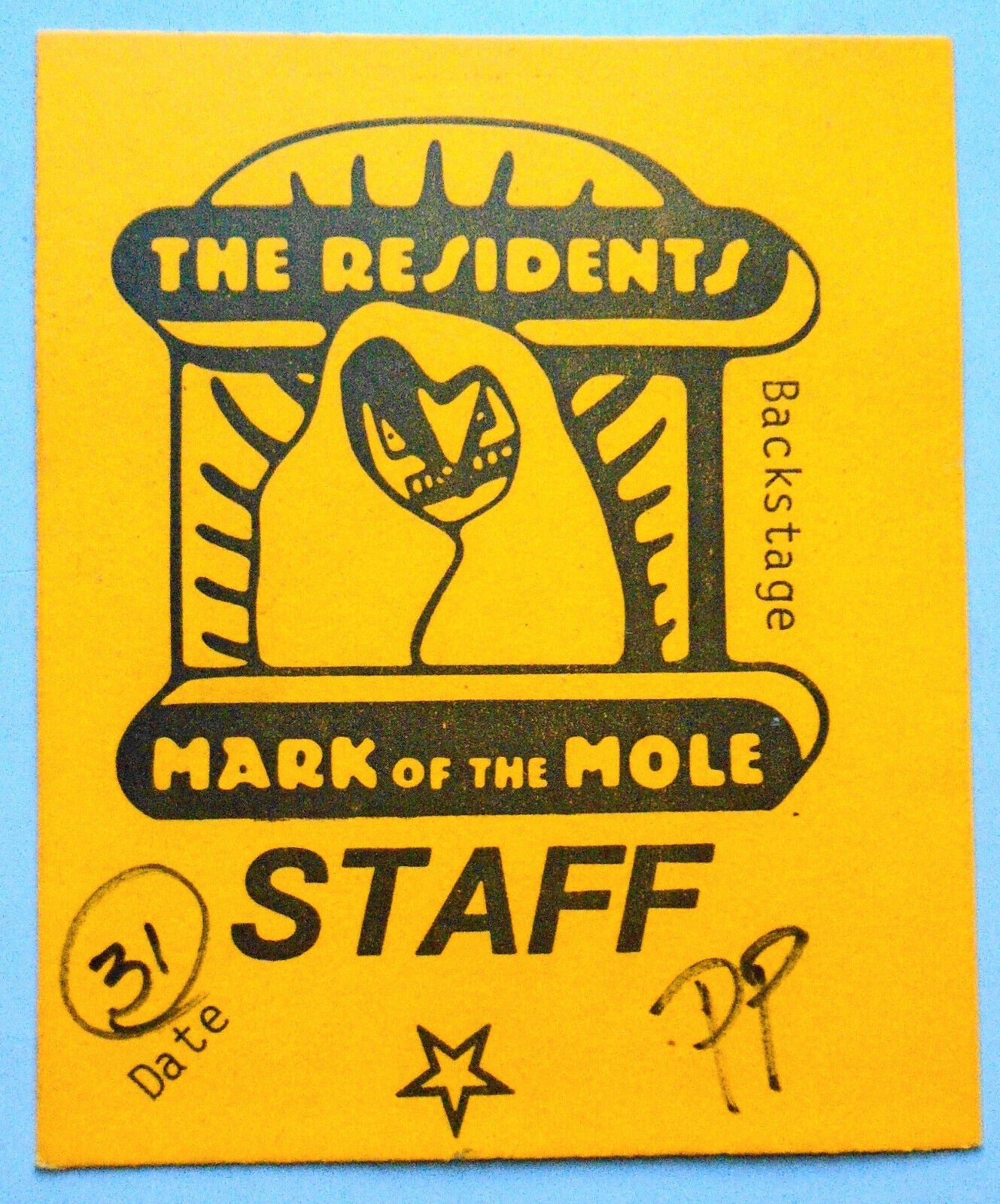 The Residents : Backstage Staff Pass - Mark of the Mole tour, 1980s