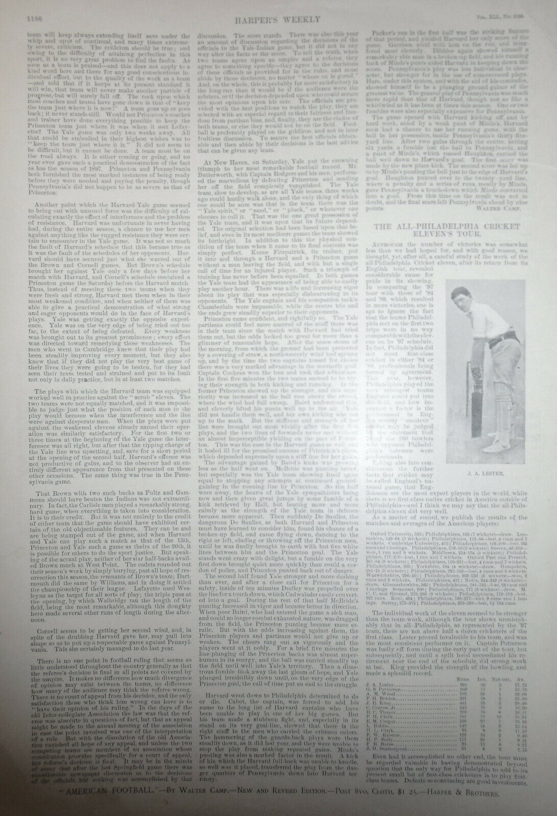 1897 Harper's Weekly: 4 Fastest Pacers In The World + Story On College Football
