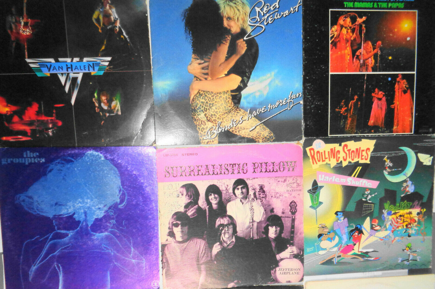 12 Rock LPs - Joplin Stones Van Halen Pink Floyd Talking Heads Groupies Stewart