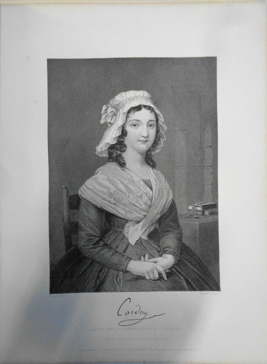 Charlotte Corday - original portrait engraving - 1876 - Duyckinck Int'l Gallerie
