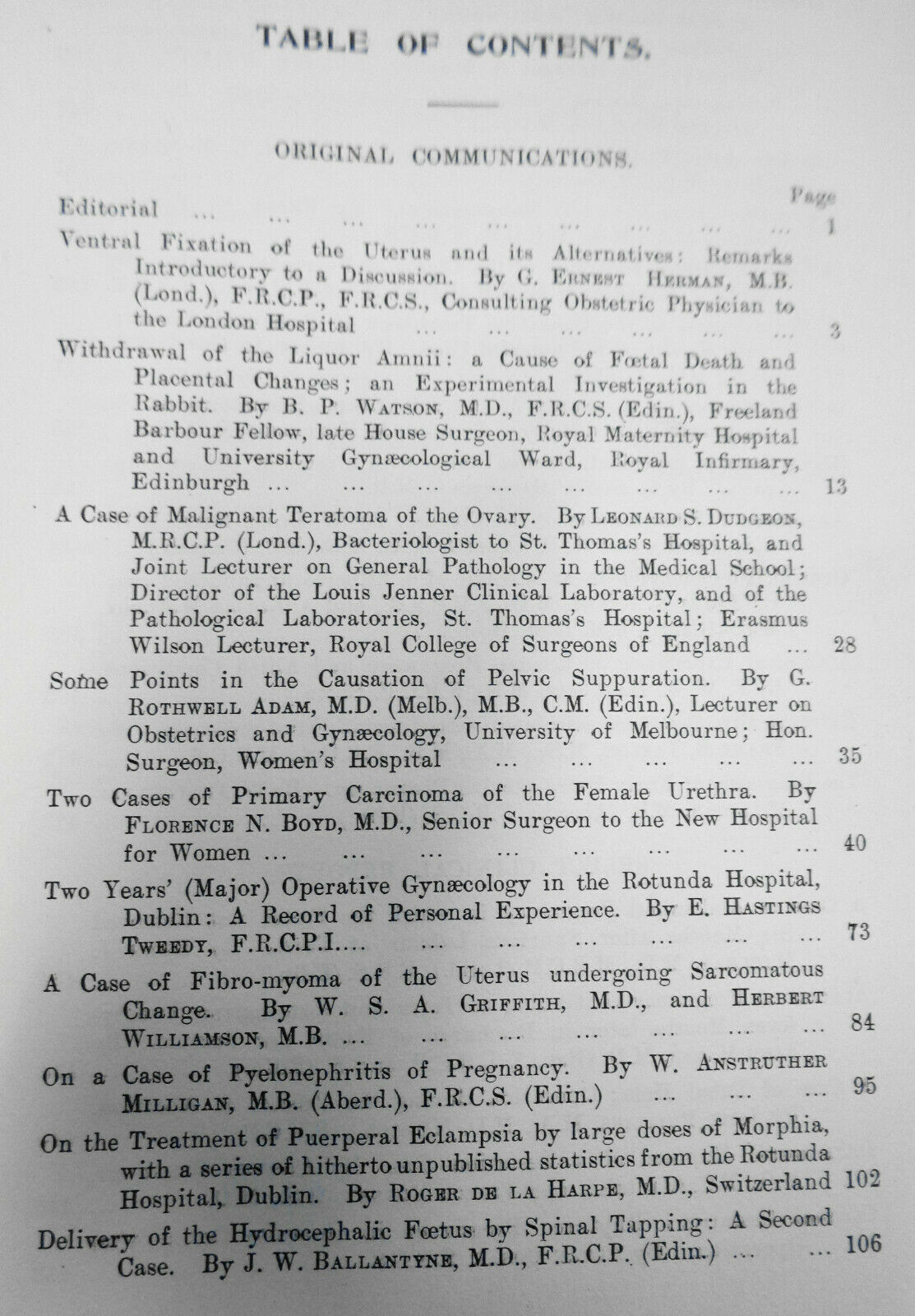 JOURNAL OF OBSTETRICS AND GYNAECOLOGY  - VOL. IX. JAN TO JUNE, 1906