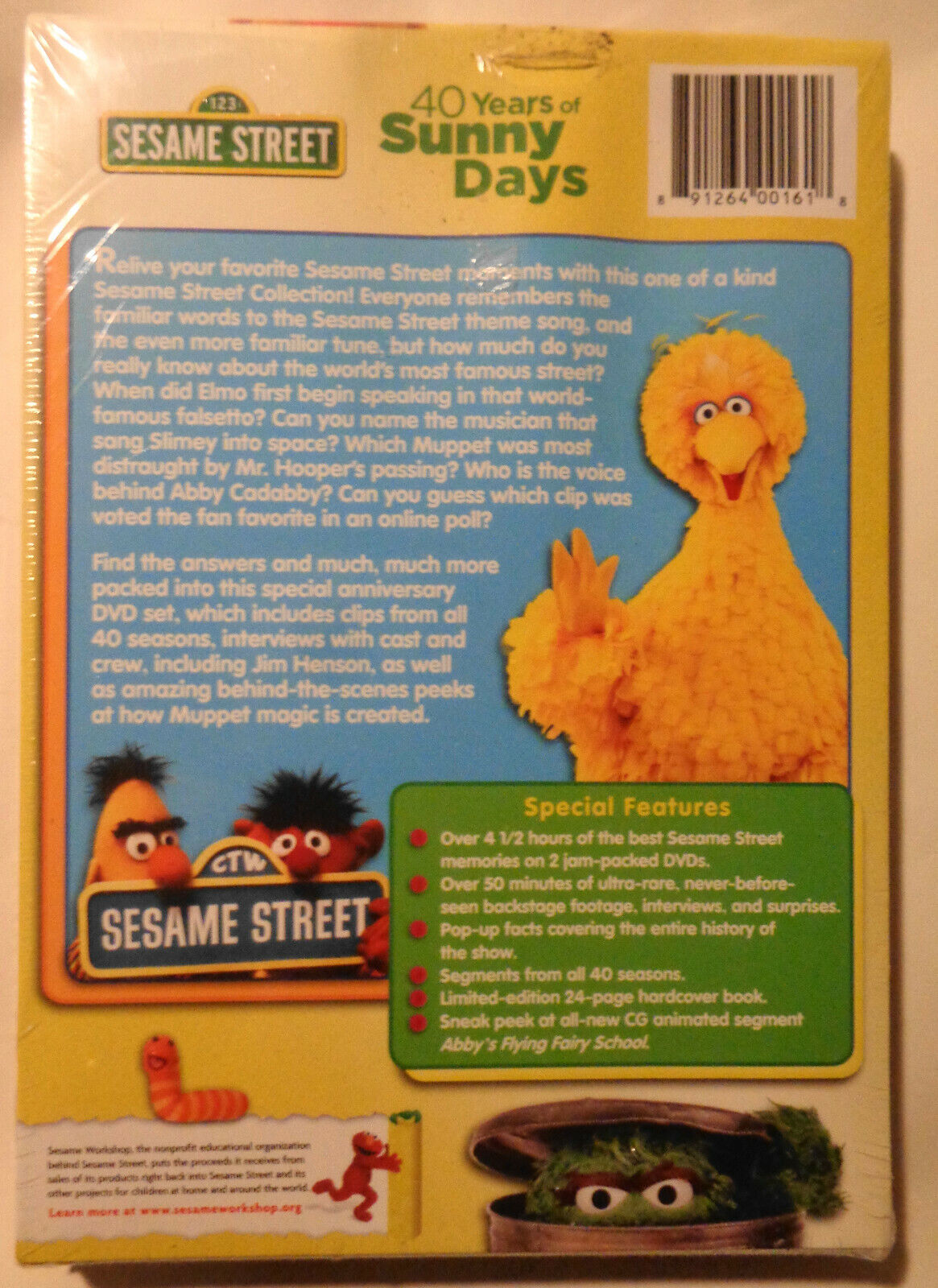 Sesame Street 40 Years Of Sunny Days (2 Disc Set, DVD, 2009) + Ltd ed book NEW