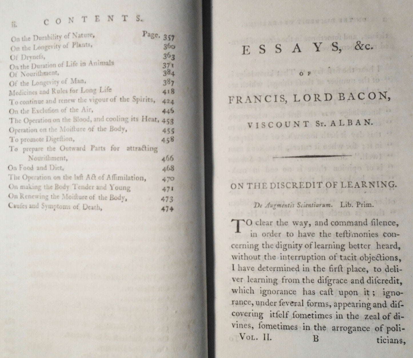 1787 The essays of Francis Bacon, In two volumes. Full leather. Very Good.