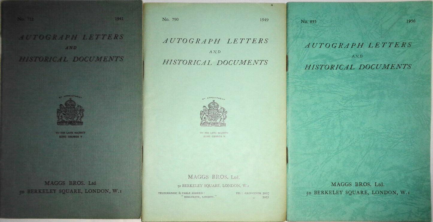 12 Maggs Bros Catalogs : Autograph Letters & Historical Documents, 1940-1960