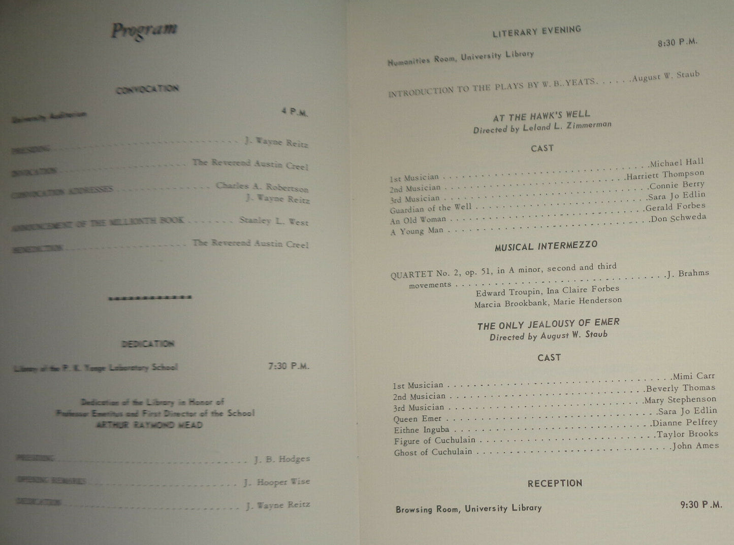 MILLIONTH BOOK CELEBRATION AT THE UNIVERSITY OF FLORIDA - PROGRAM MARCH 22, 1963