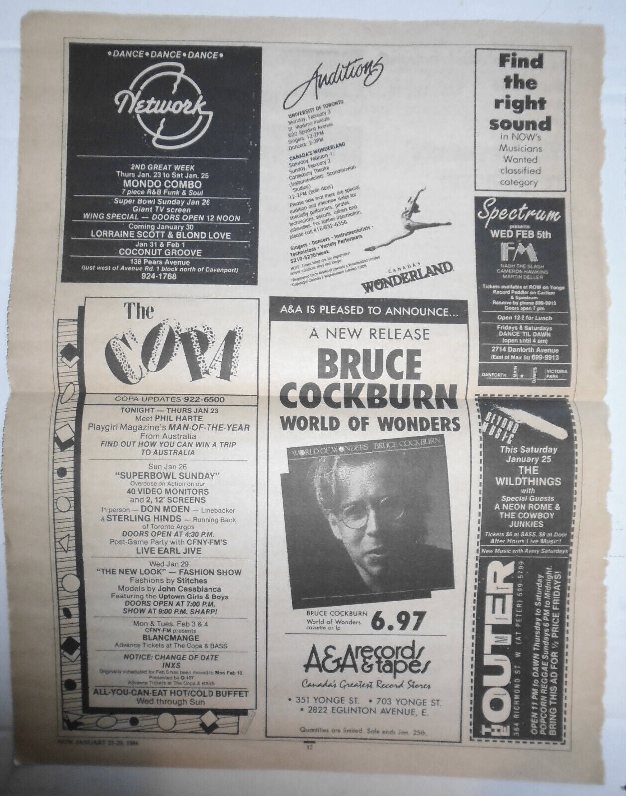 The Residents rewrite rock - 4 pages from NOW, Jan. 23-29 1986.Toronto newspaper