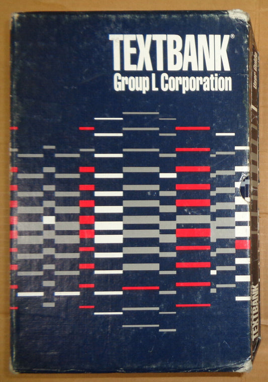 TEXTBANK by Group L Corp. 1986. Text search/retrieve software for IBM PC/XT/AT