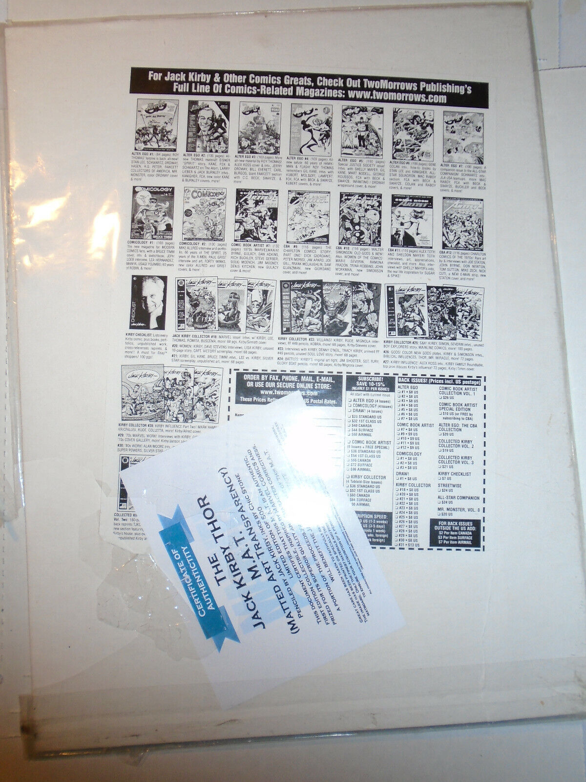 The Jack Kirby THOR M.A.T. Matted Art Transparency 2001 # 121 of 500