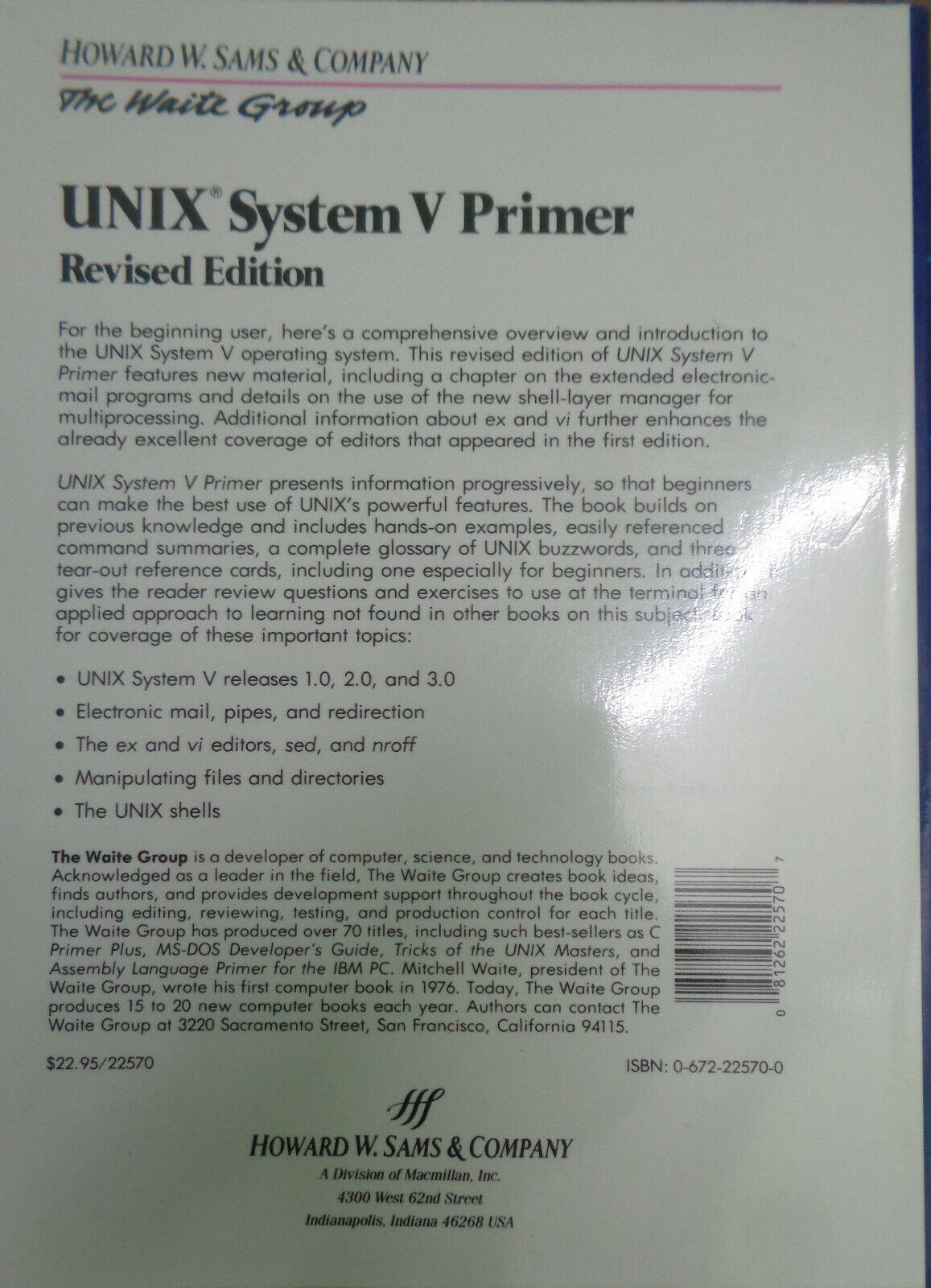 UNIX System V - three books lot - RebeccaThomas, Michael Waite