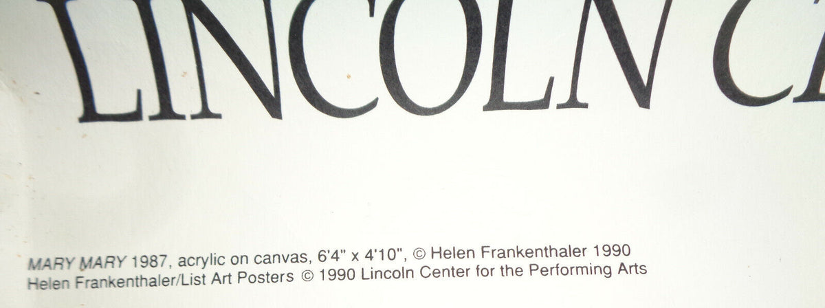 Helen Frankenthaler, Mary Mary, Lincoln Center Poster, 1990 - Large  49" x 32"
