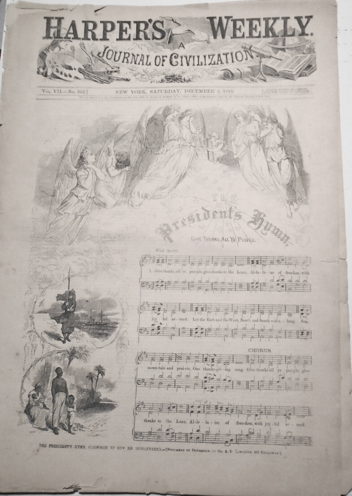 Harper's Weekly December 5, 1863 - Civil War; Ballooning; Thanksgiving Day, etc