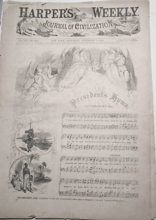 Harper's Weekly December 5, 1863 - Civil War; Ballooning; Thanksgiving Day, etc