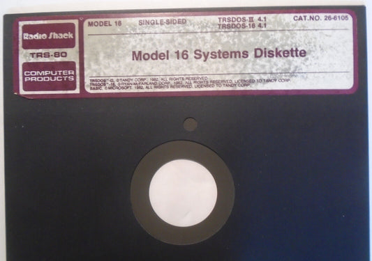 1982 Radio Shack TRS-80 Model 16 System Diskette - TRSDOS-II 4.1 / TRSDOS-16 4.1