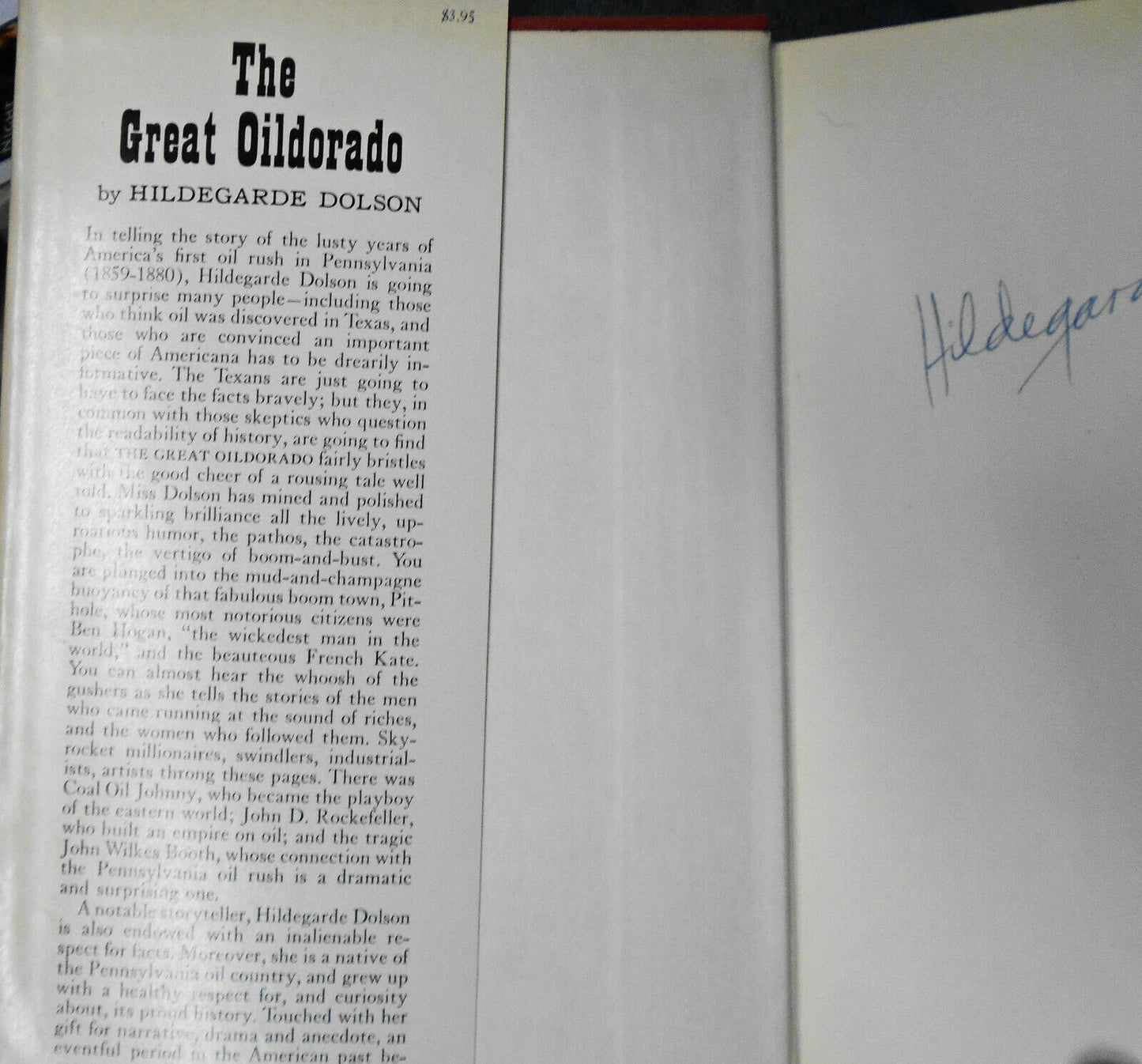 The Great Oildorado, by Hildegarde Dolson. SIGNED 1959 Hardcover/DJ