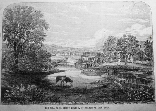 The Mill Pond, Sleepy Hollow, Tarrytown, New York - Gleason's Pictorial 1853