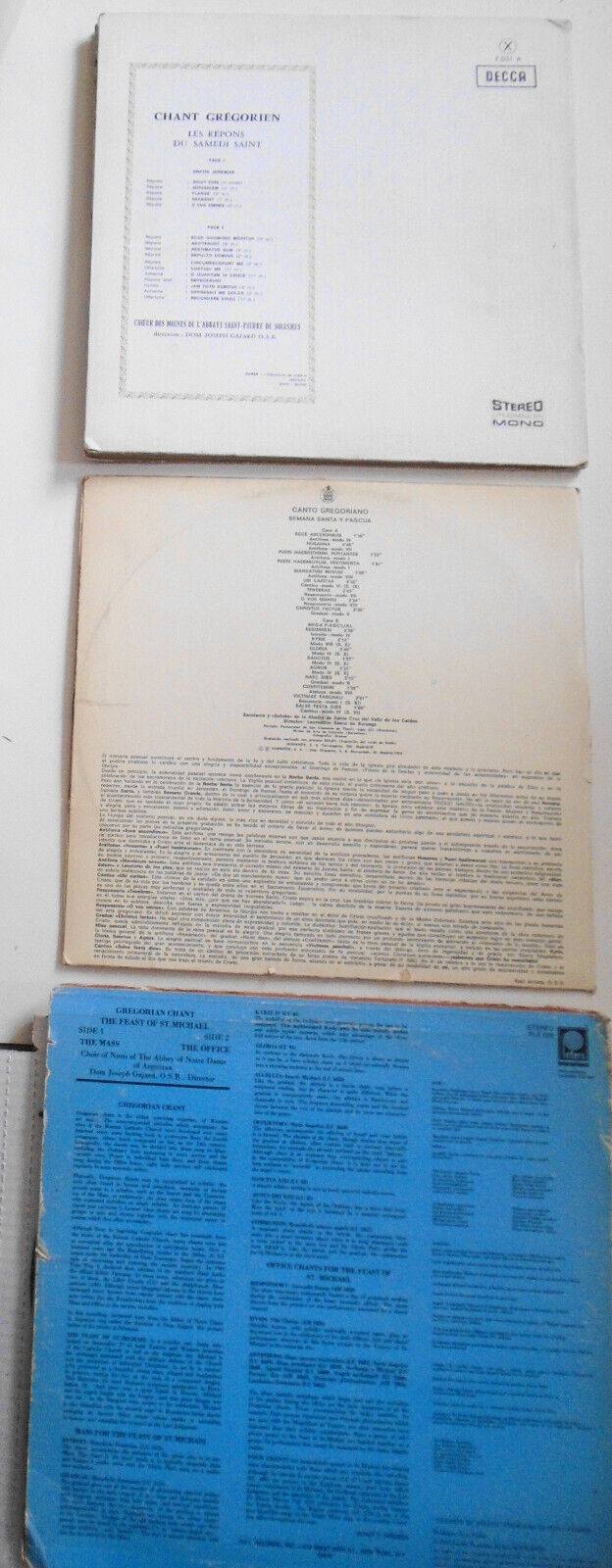 Gregorian Chant - 3 LP Lot - Feast of St. Michael, etc.