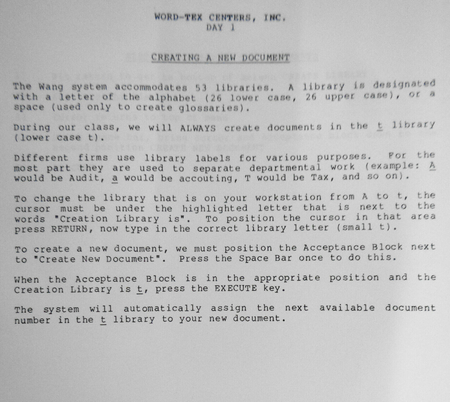 Word-Tex Wang Training Manual, 1983  - Word-processing and Mathematics