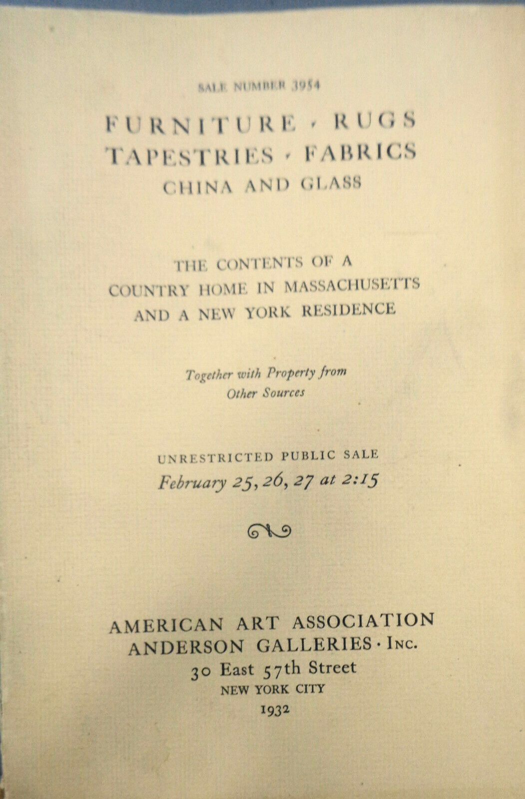 15 Furniture auction catalogs 1930s American Art Association/ Anderson Galleries