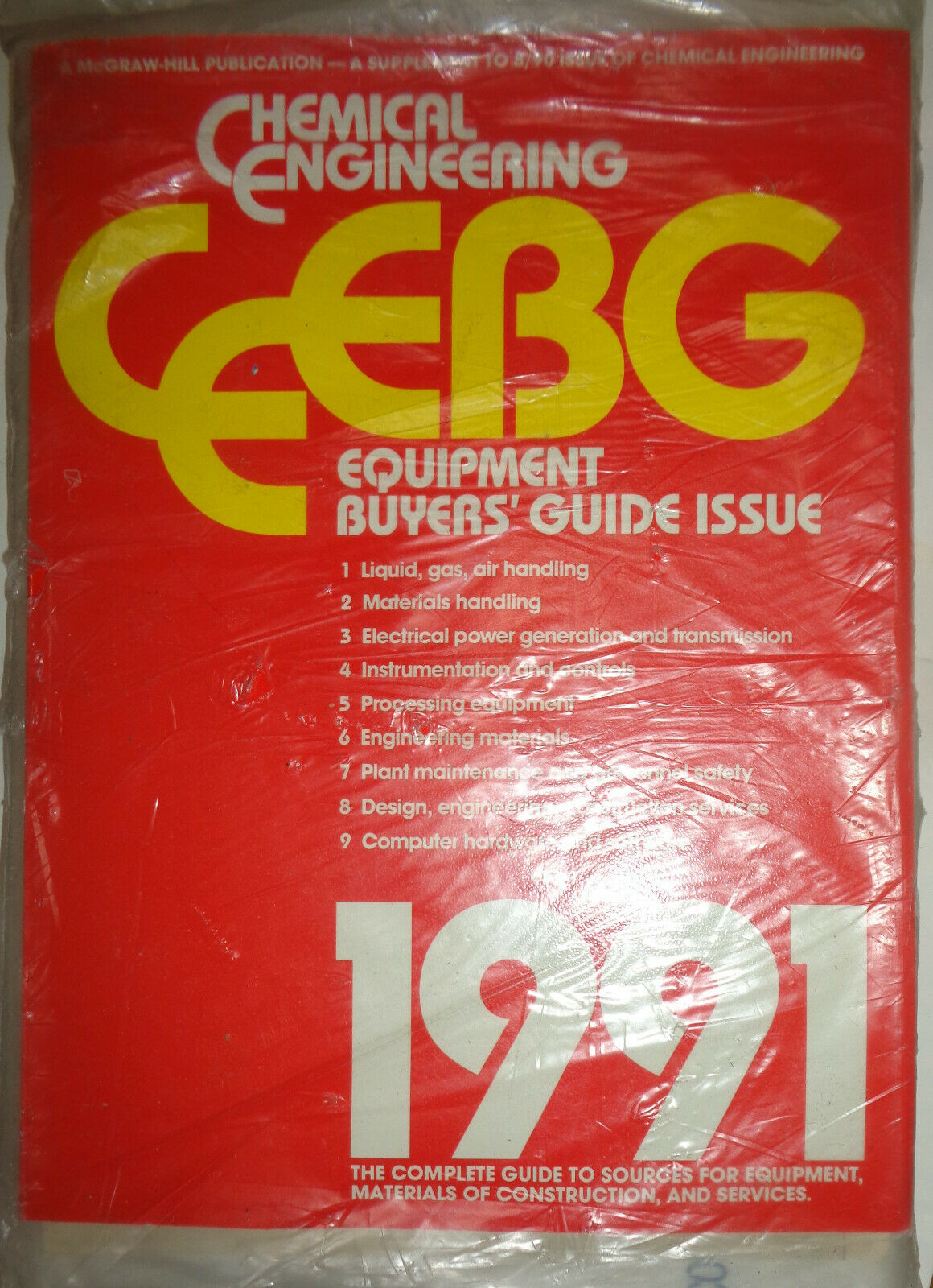 Chemical Engineering Magazine, August 1990 + 1991 Equipment Buyers' Guide - NEW