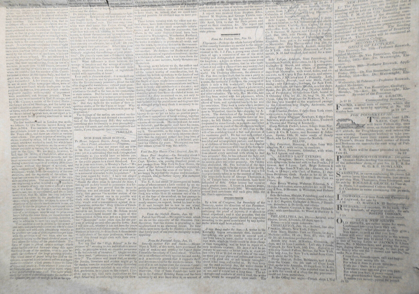 The New-York Evening Post, January 19, 1825. Original, DeWitt Clinton collection