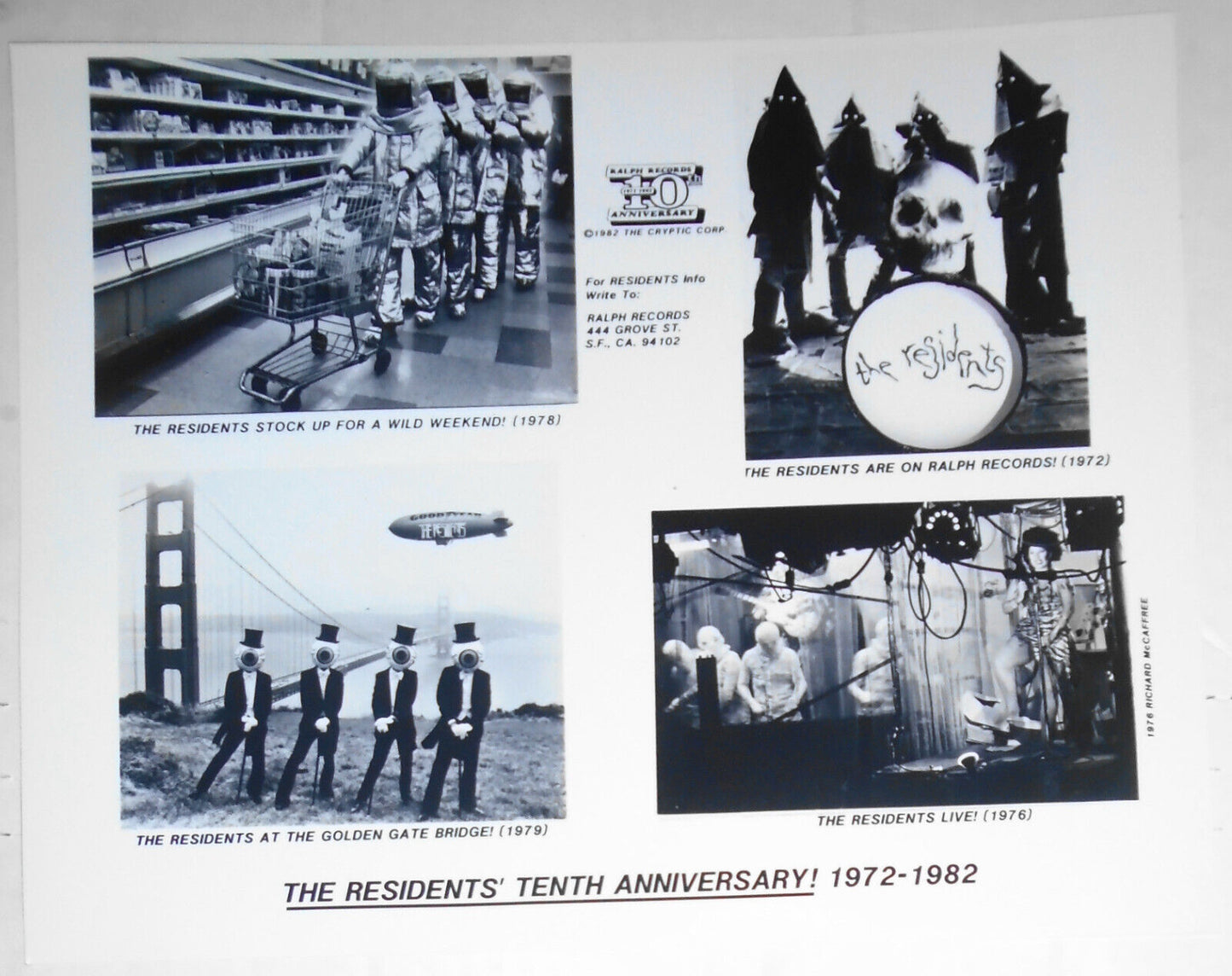 The Residents : Ralph Records 10th Anniversary Press photo, 1982