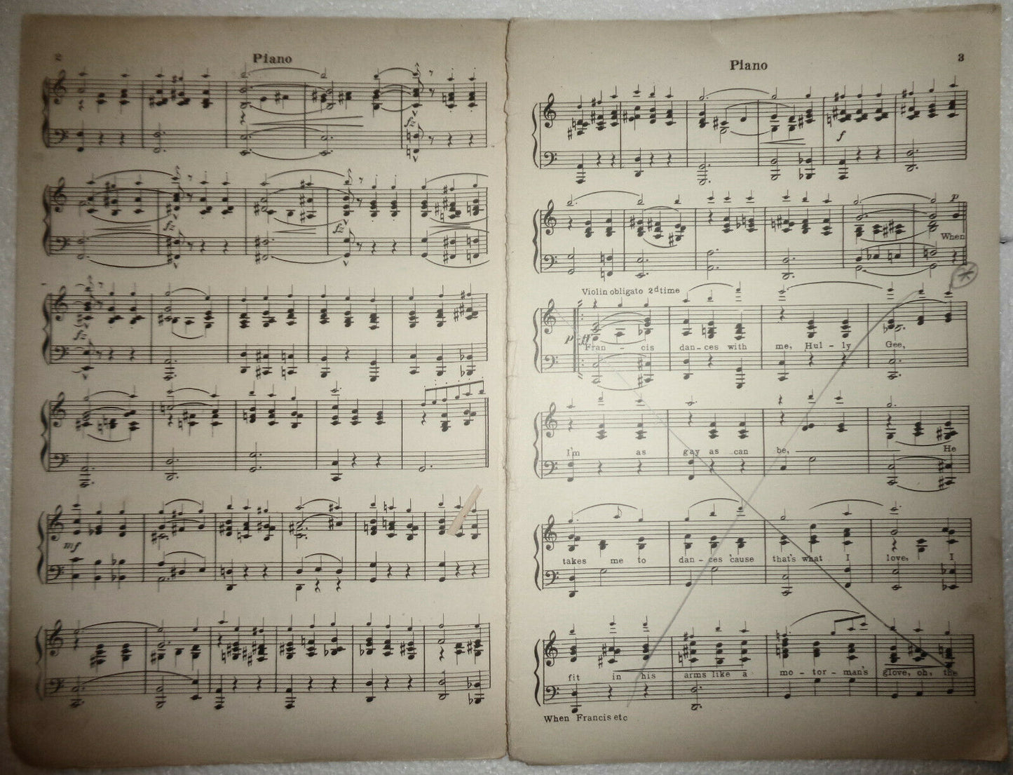 When Francis dances with me,  by Ben Ryan. 1921 orchestra score