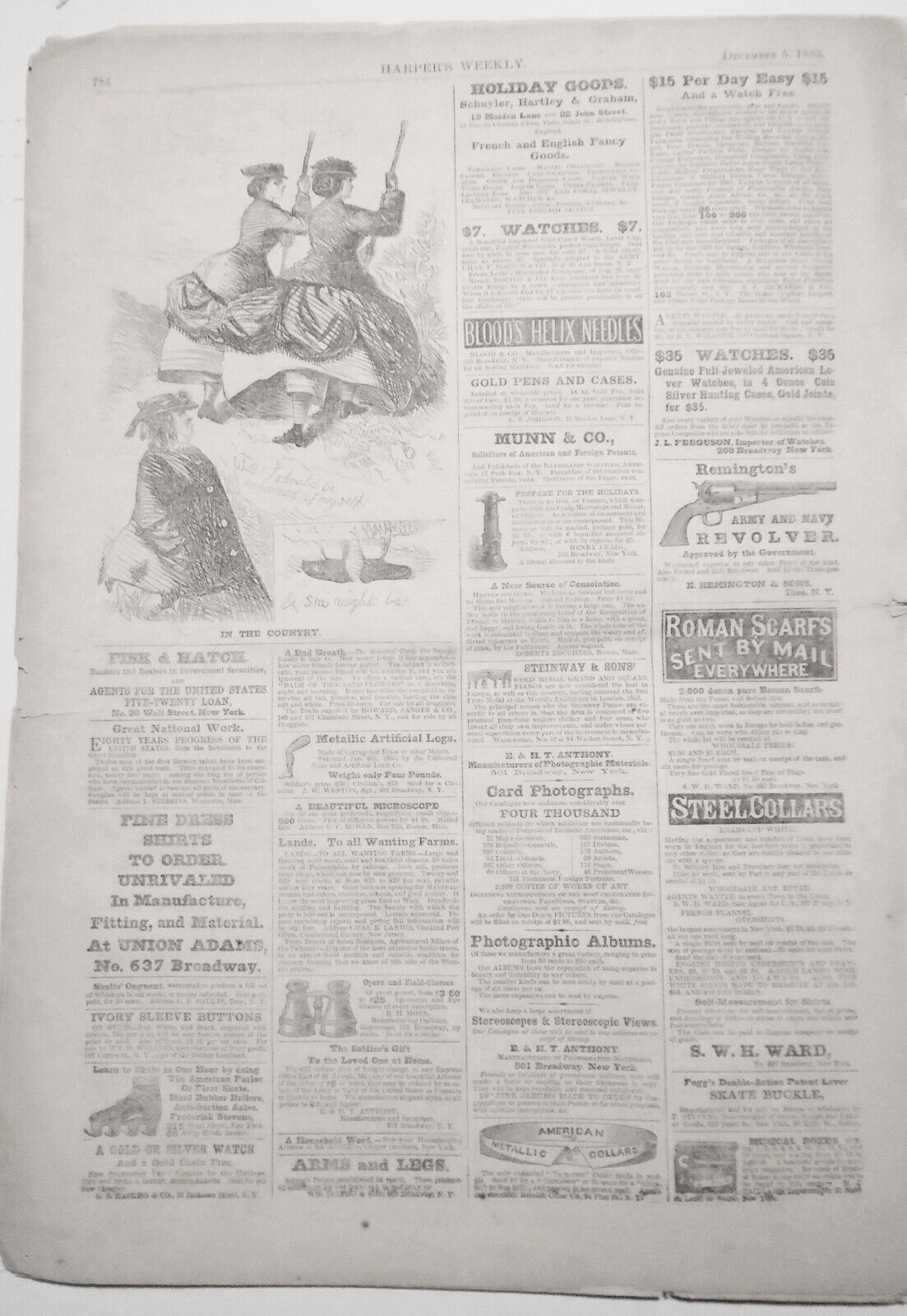 Harper's Weekly December 5, 1863 - Civil War; Ballooning; Thanksgiving Day, etc
