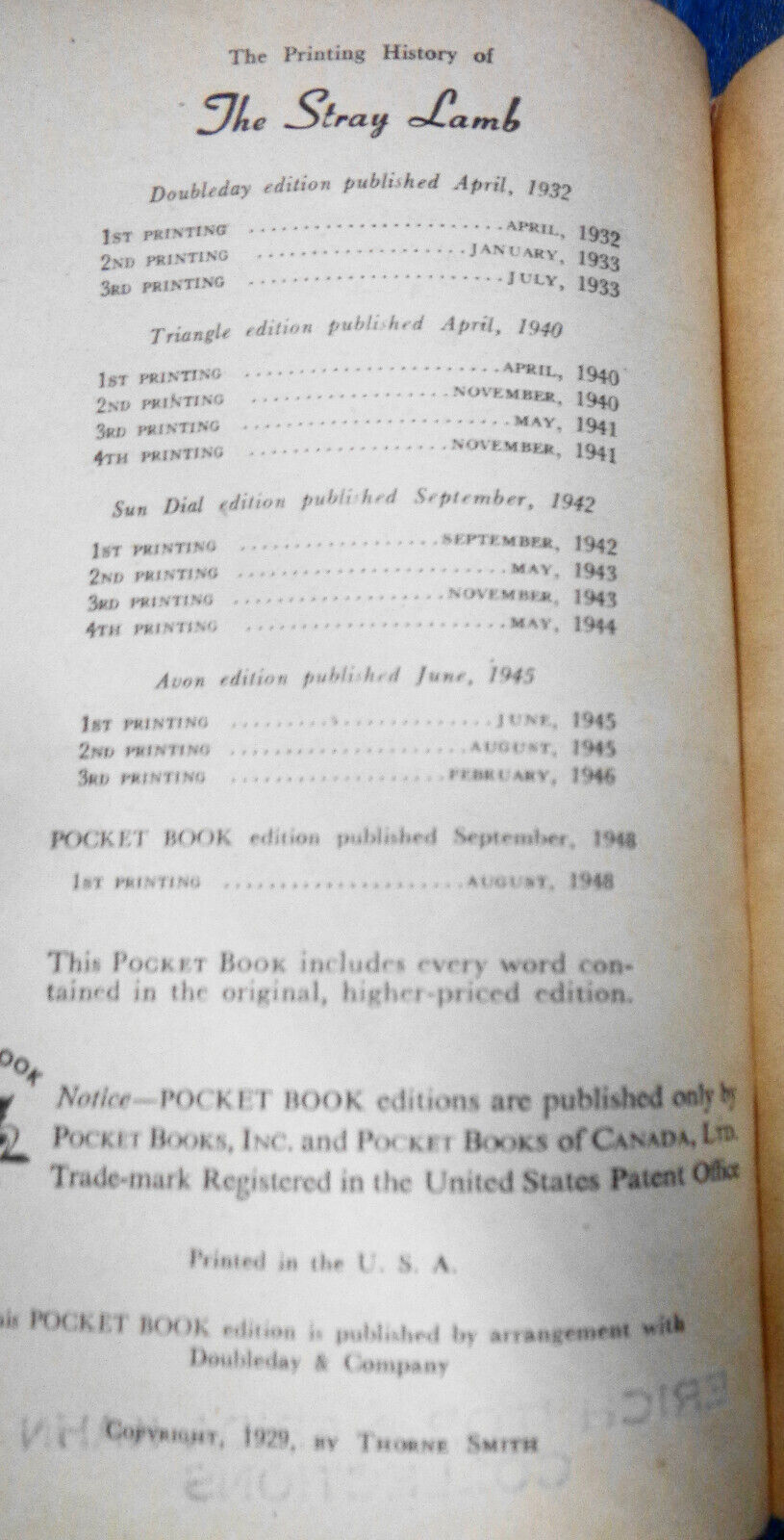 Thorne Smith : 5 vintage paperbacks from the 1940s - all first printings