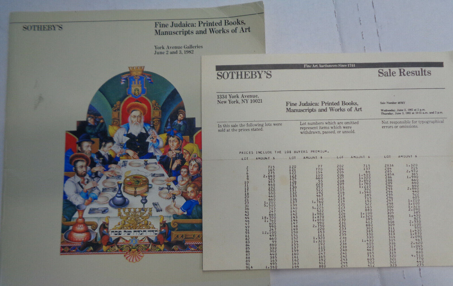 6 Sotheby's Catalogs: Judaica / Hebraica / Hebrew Printed Books & Manuscripts..