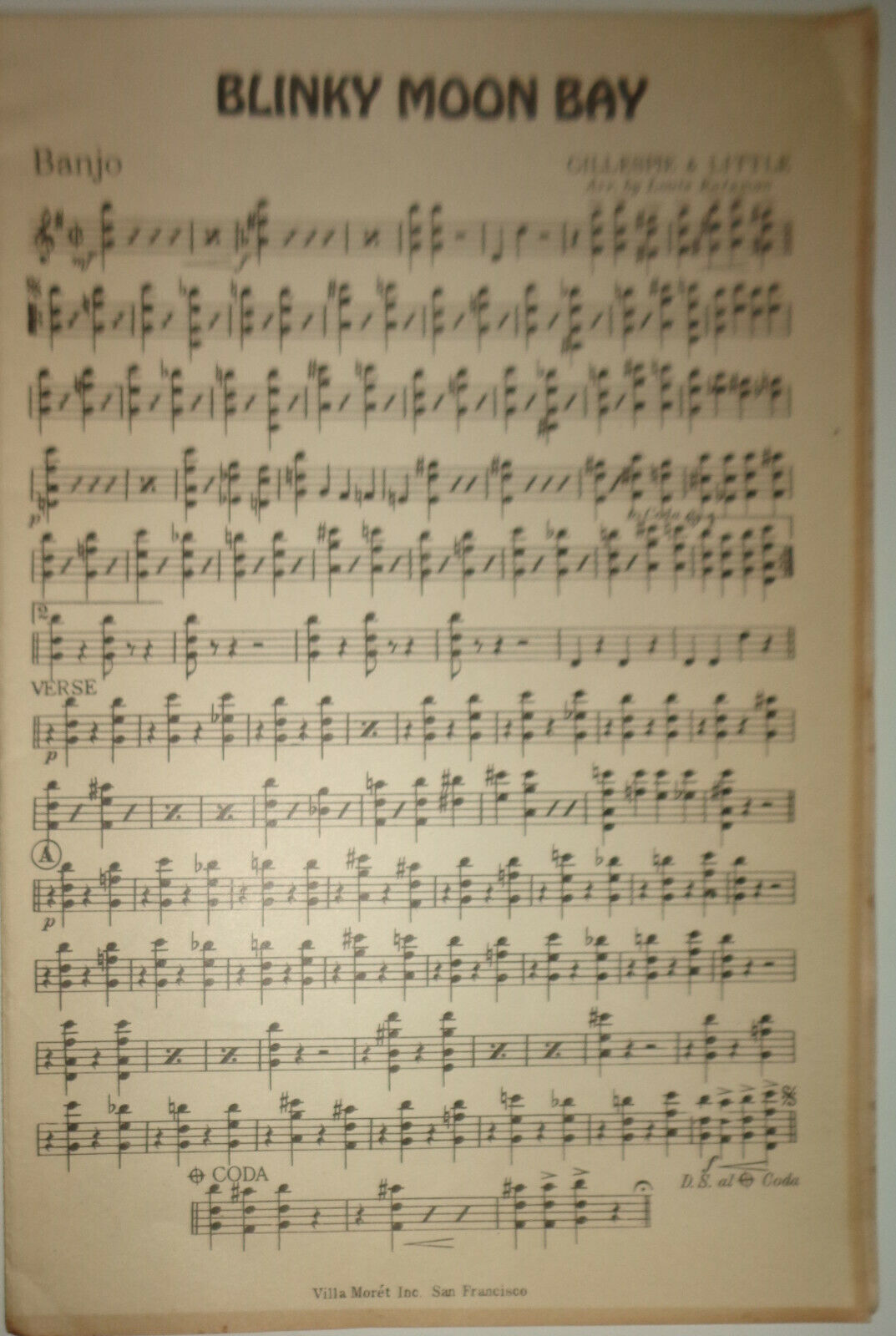 Blinky Moon Bay, by Haven Gillespie; Geo A Little. 1925. For orchestra